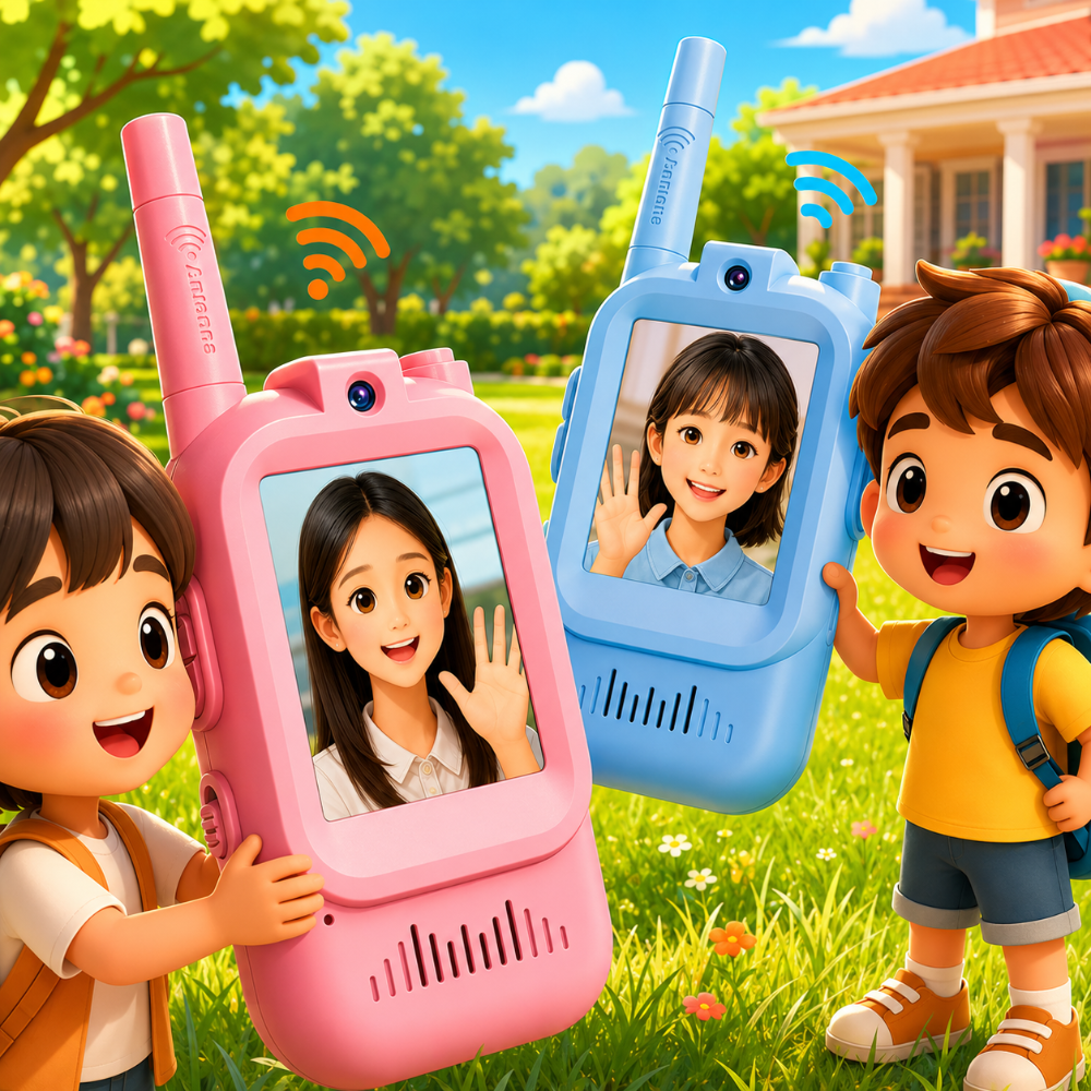 Set de juguete de walkie-talkies infantiles con cámara y pantalla de vídeo recargables