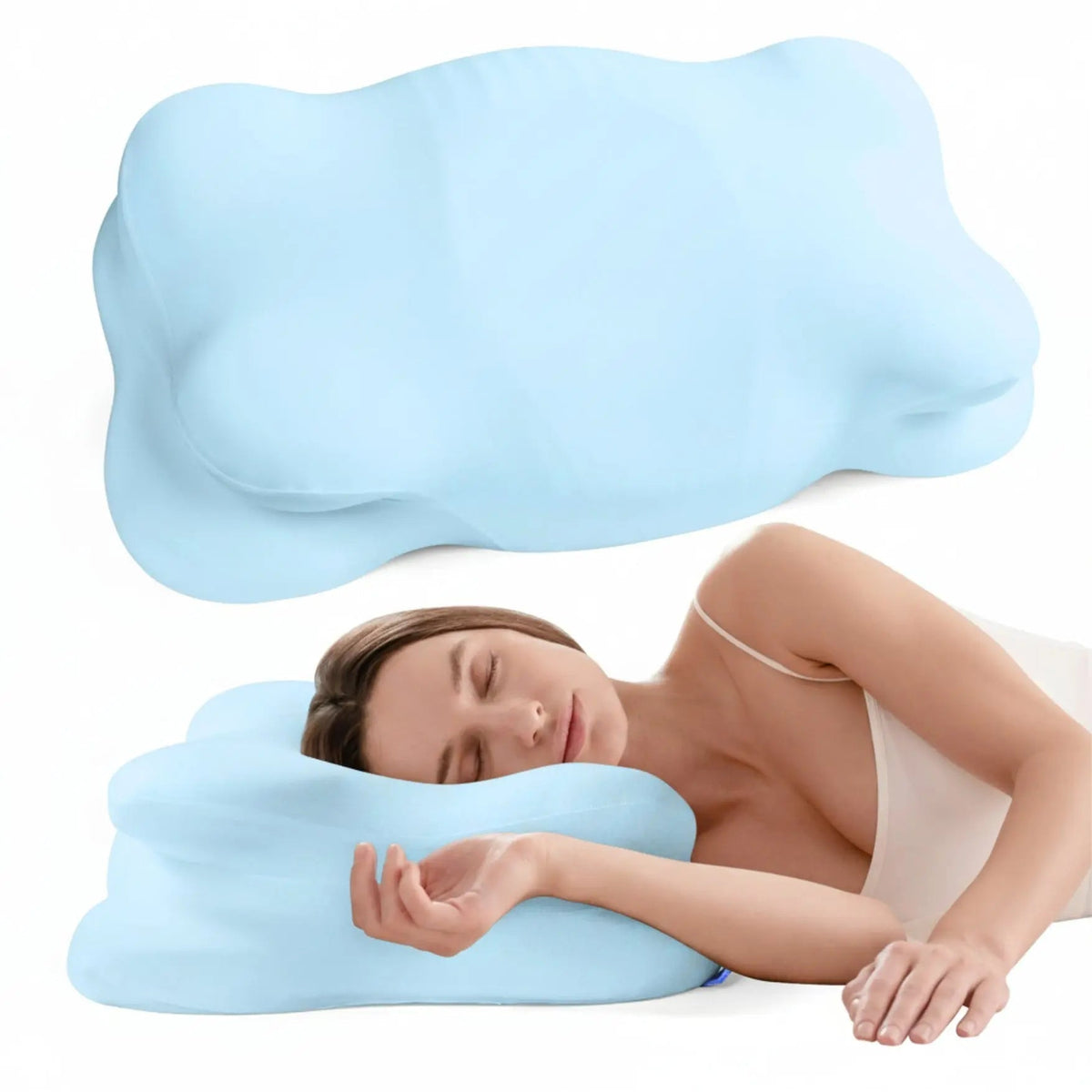 Almohada de espuma viscoelástica con relleno ajustable y altura doble para alinear la postura