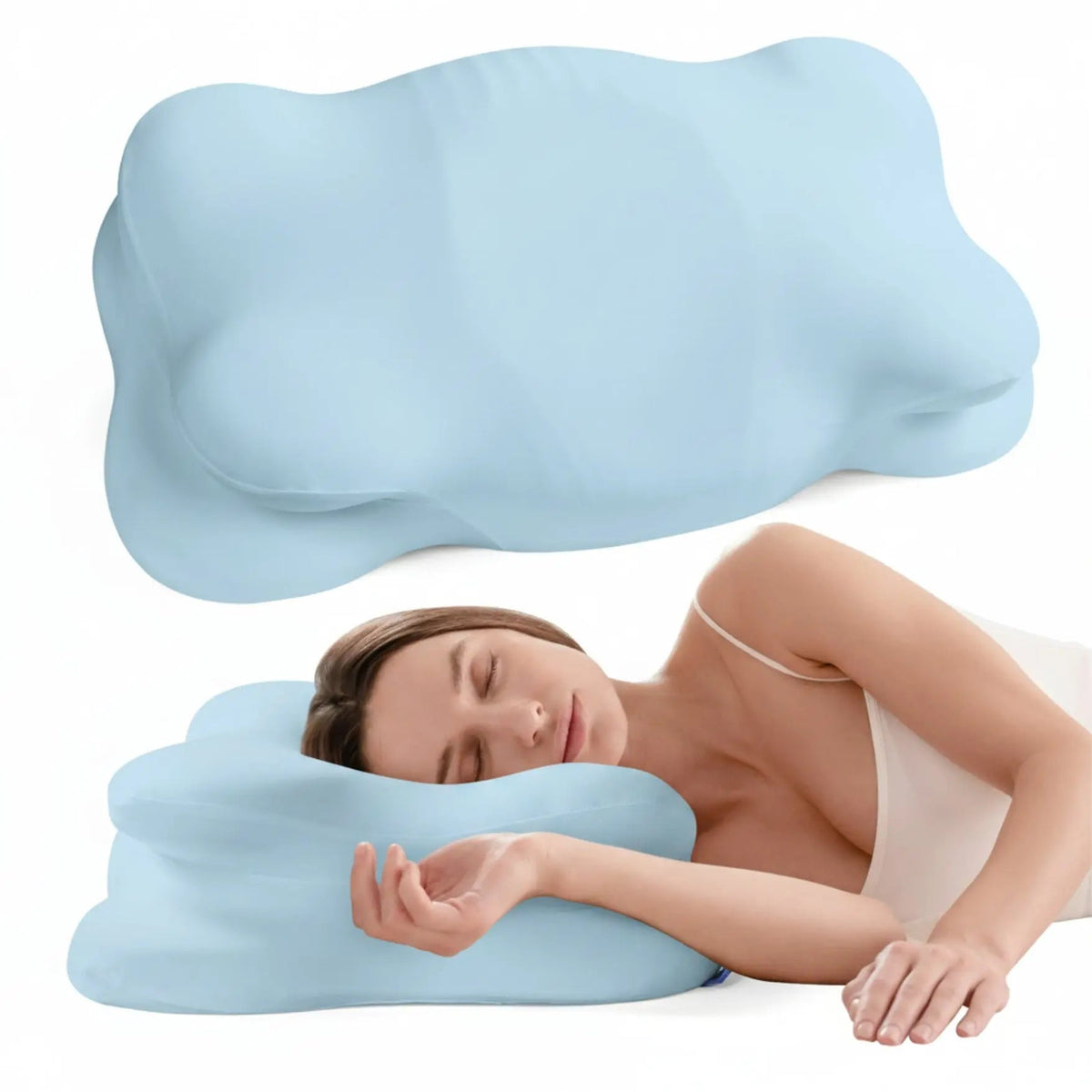 Almohada de espuma viscoelástica con relleno ajustable y altura doble para alinear la postura