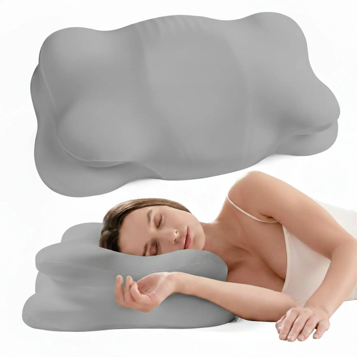 Almohada de espuma viscoelástica con relleno ajustable y altura doble para alinear la postura