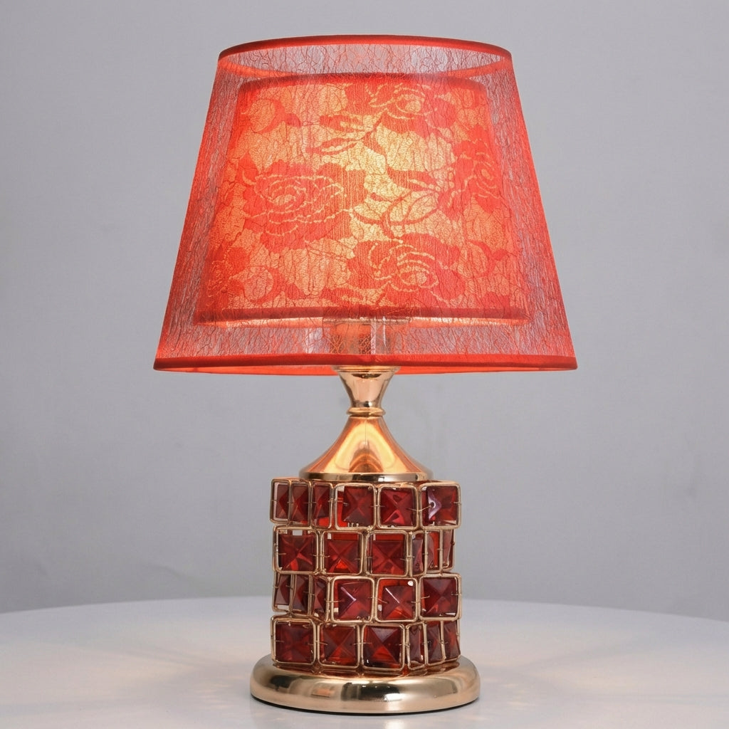 Lámpara de mesa con detalle de cristal en capas, brillo ajustable en dos zonas