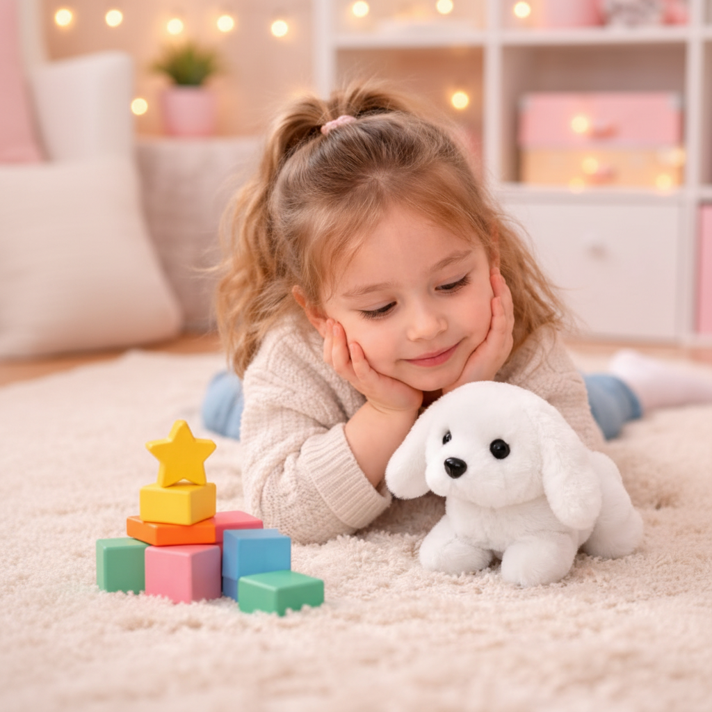 Juguete interactivo de cachorro de peluche suave y realista, que camina y ladra