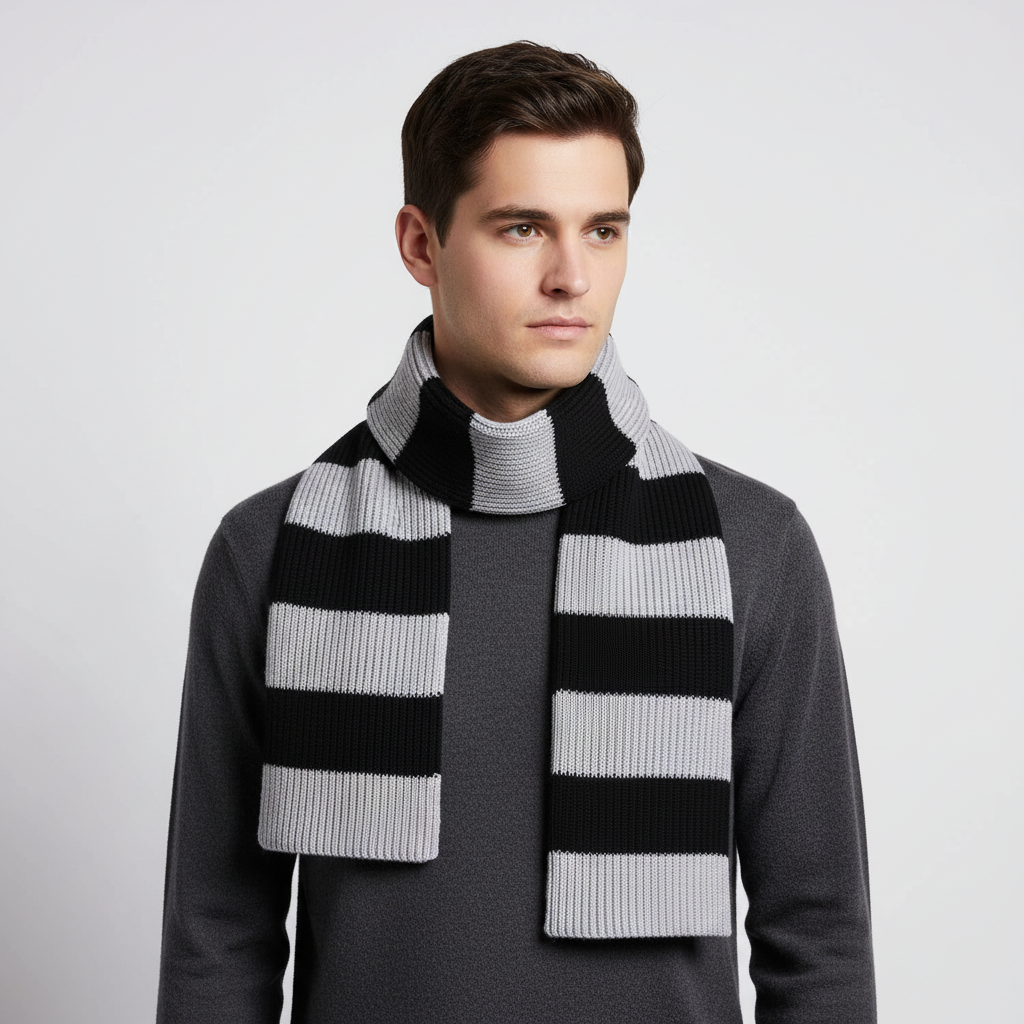 Bufanda de invierno gruesa, mullida, tejida a rayas y suave