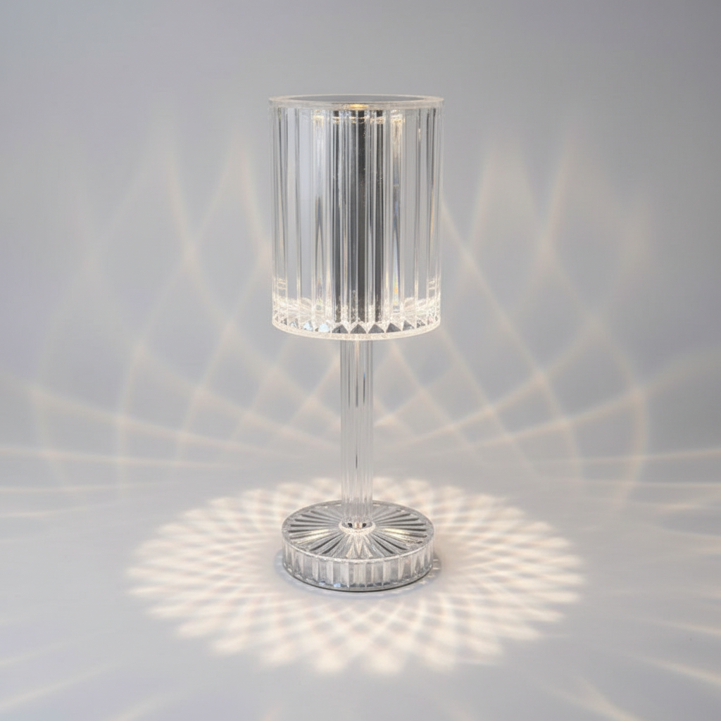 Lámpara de mesa regulable con control táctil y pantalla de cristal de doble capa