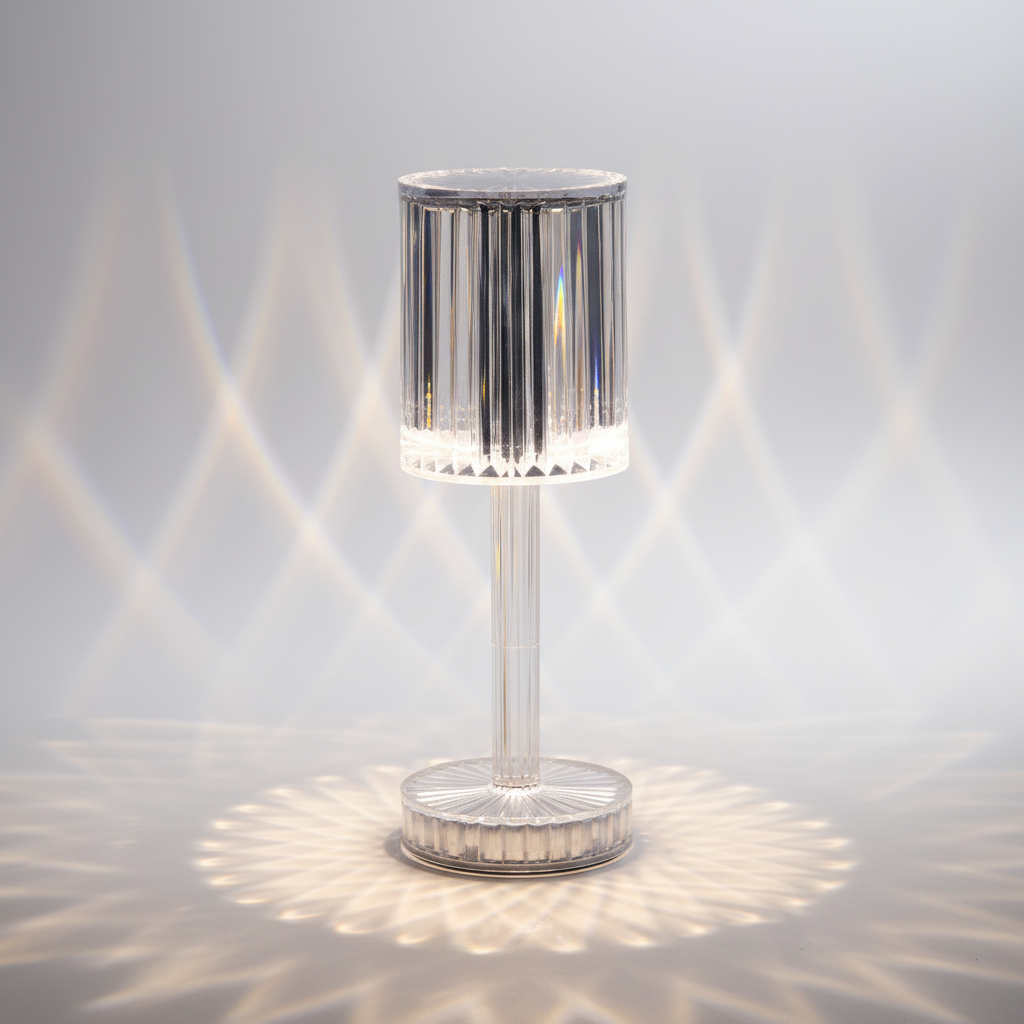Lámpara de mesa regulable con control táctil y pantalla de cristal de doble capa