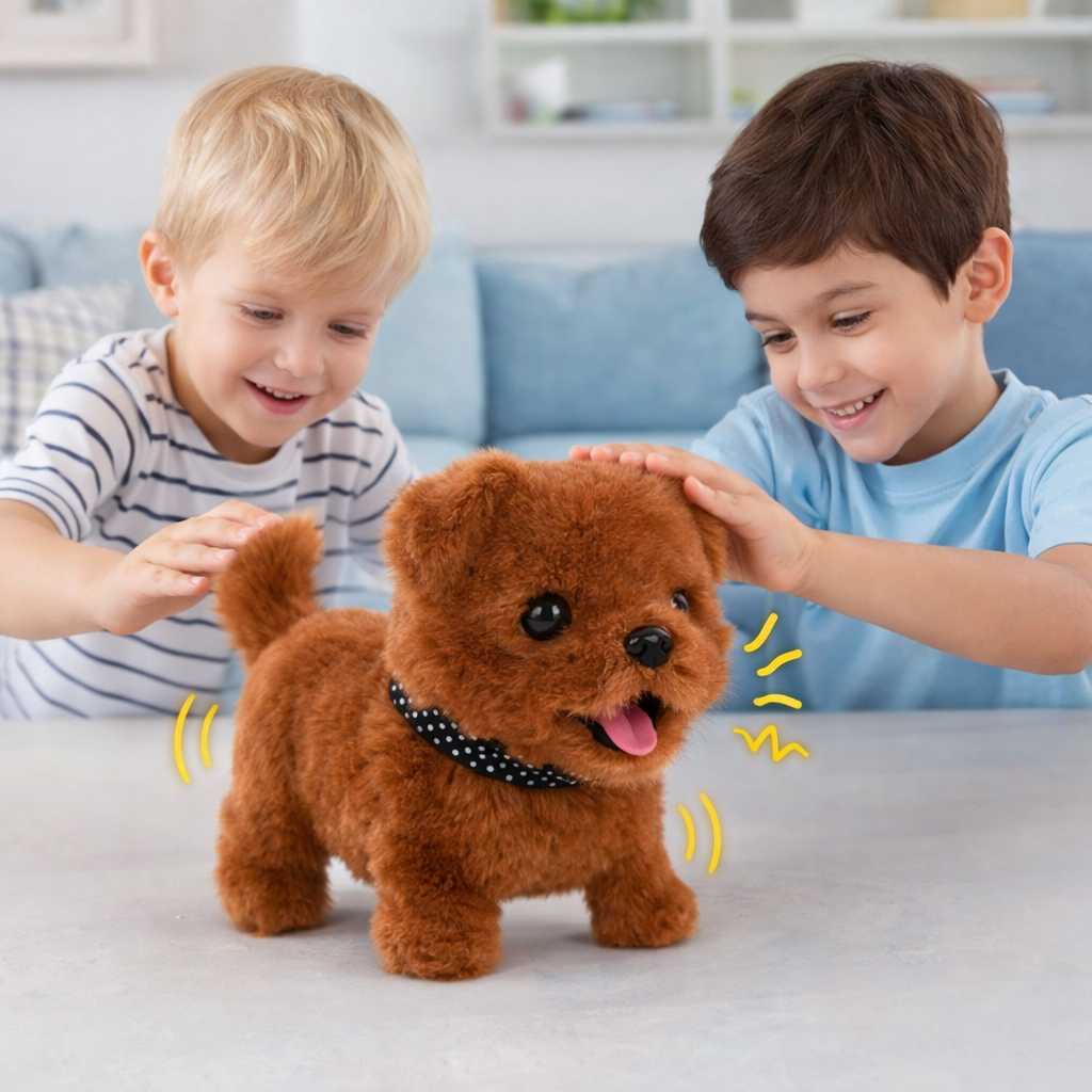 Juguete interactivo de cachorro robot pastor alemán de peluche, que camina y ladra