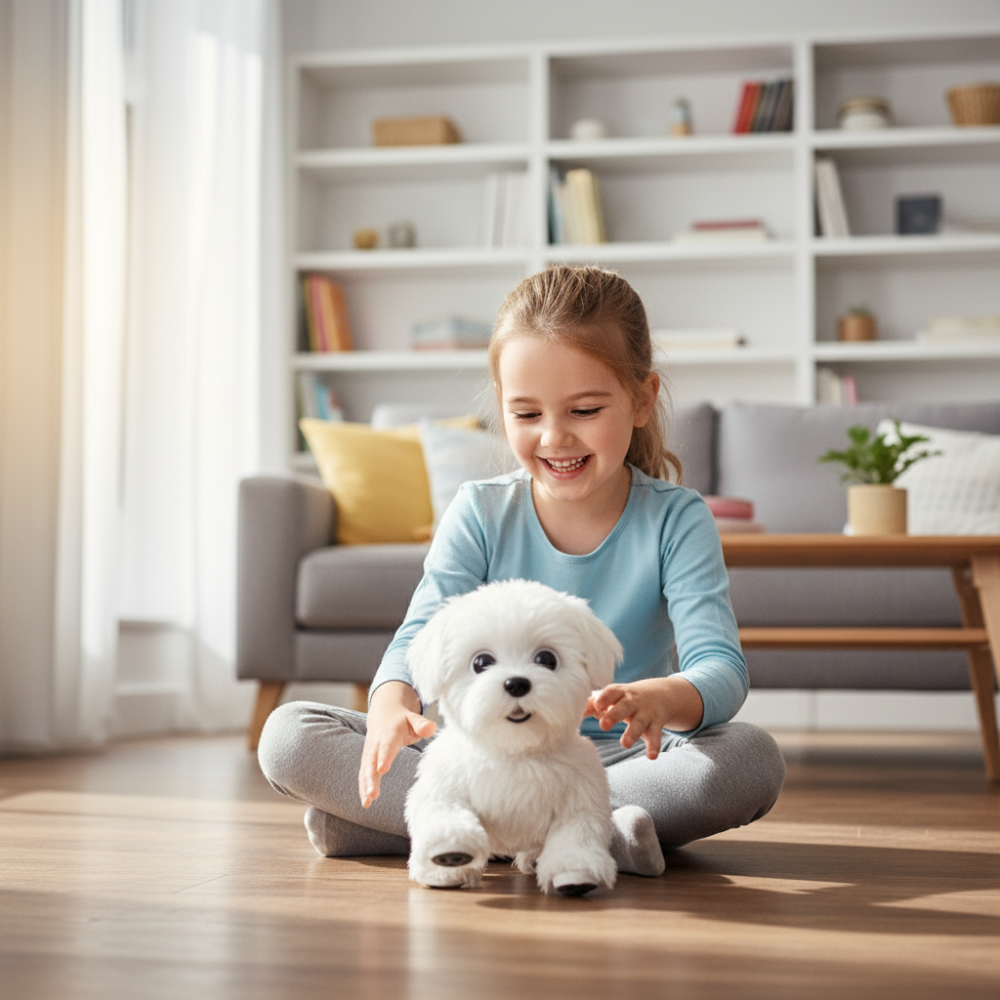 Juguete electrónico interactivo para mascotas con cachorro realista que camina y ladra