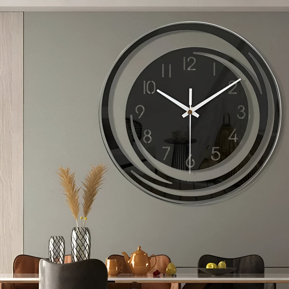 Reloj de pared silencioso escandinavo minimalista de acrílico con círculos superpuestos