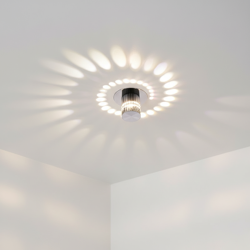 Lámpara de techo y pared de aluminio con patrón de haces en espiral