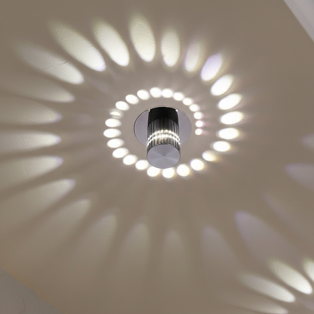 Lámpara de techo y pared de aluminio con patrón de haces en espiral