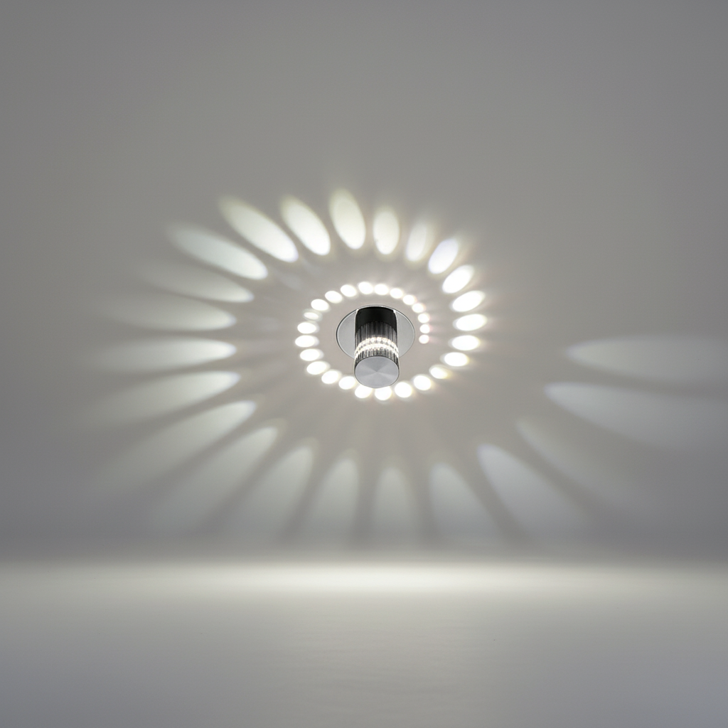 Lámpara de techo y pared de aluminio con patrón de haces en espiral