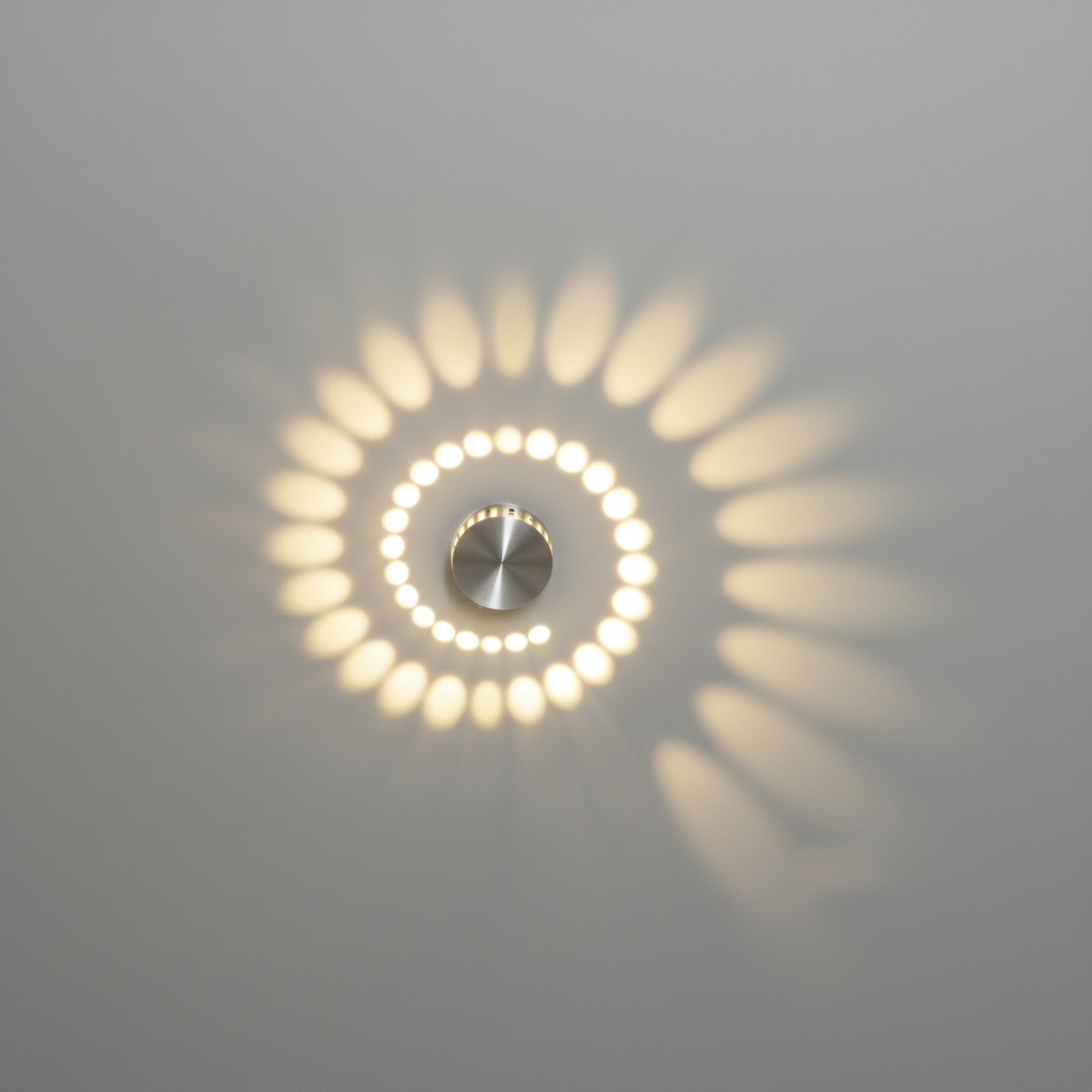 Lámpara de techo y pared de aluminio con patrón de haces en espiral