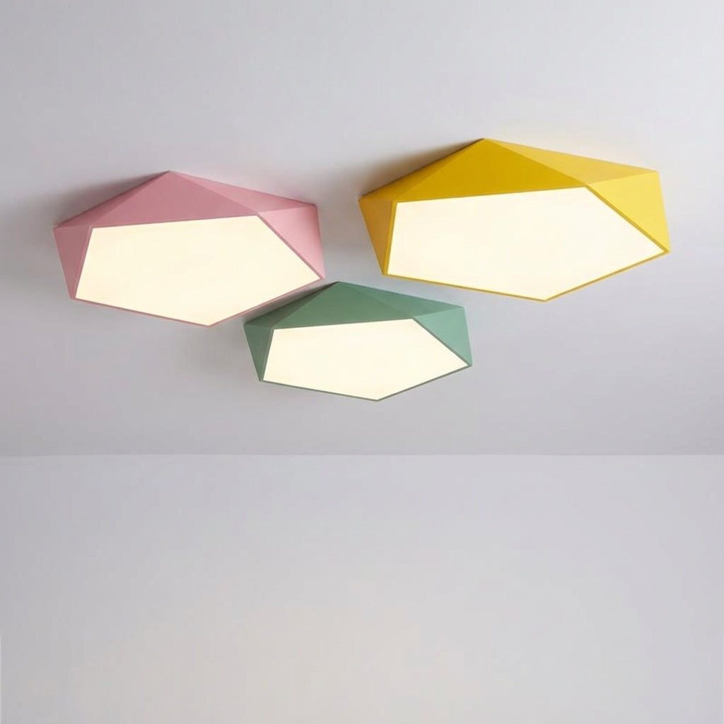 Lámpara de techo de hierro y acrílico con forma pentagonal geométrica de montaje empotrado