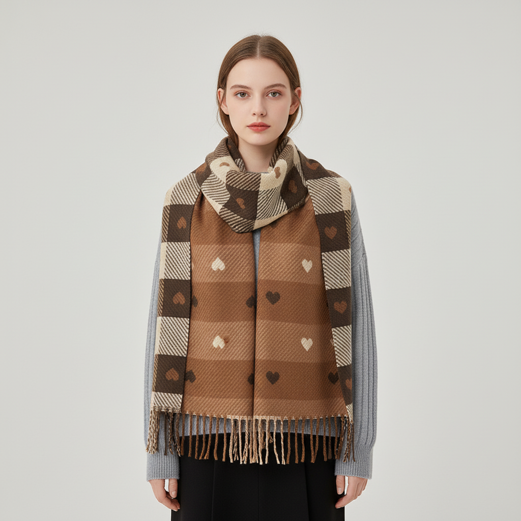 Bufanda de invierno de mujer suave, tejida a rayas y cortavientos