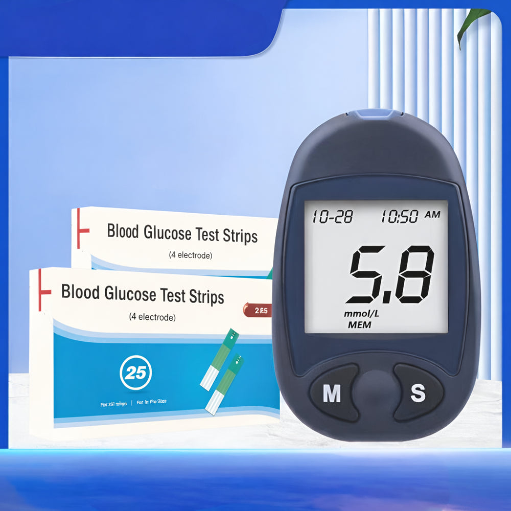 Kit compacto y portátil de prueba con monitor digital de glucosa en sangre para uso doméstico