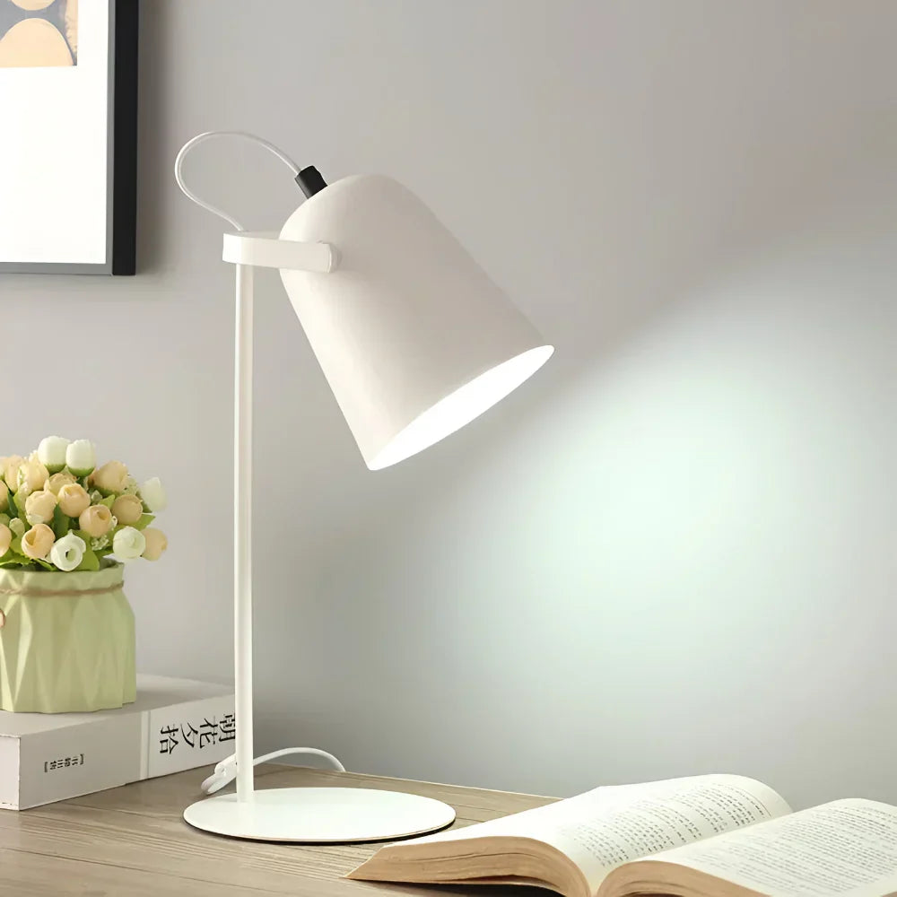 Lámpara de mesa de escritorio con pantalla metálica giratoria, ajustable y respetuosa con la vista