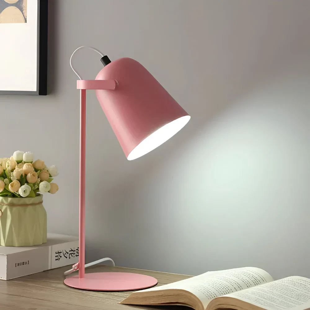 Lámpara de mesa de escritorio con pantalla metálica giratoria, ajustable y respetuosa con la vista