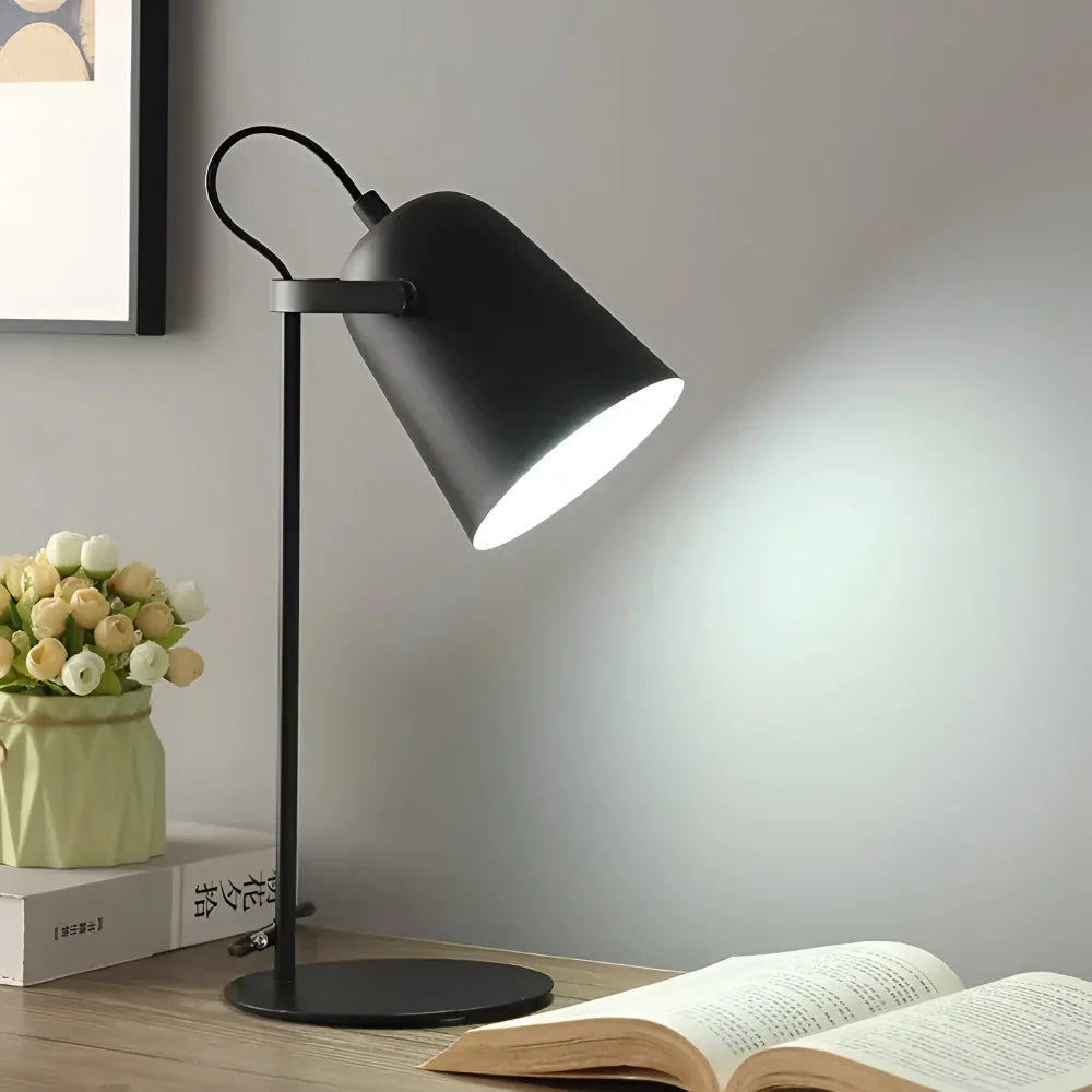 Lámpara de mesa de escritorio con pantalla metálica giratoria, ajustable y respetuosa con la vista