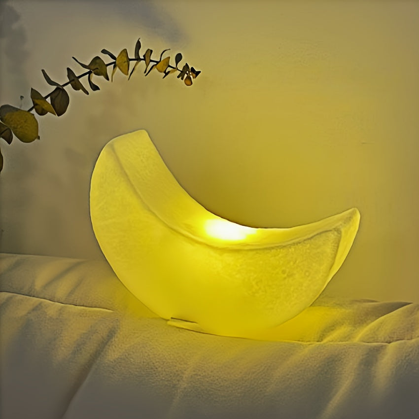 Lámpara de mesa art déco con silueta de media luna, pantalla mate y sin cable