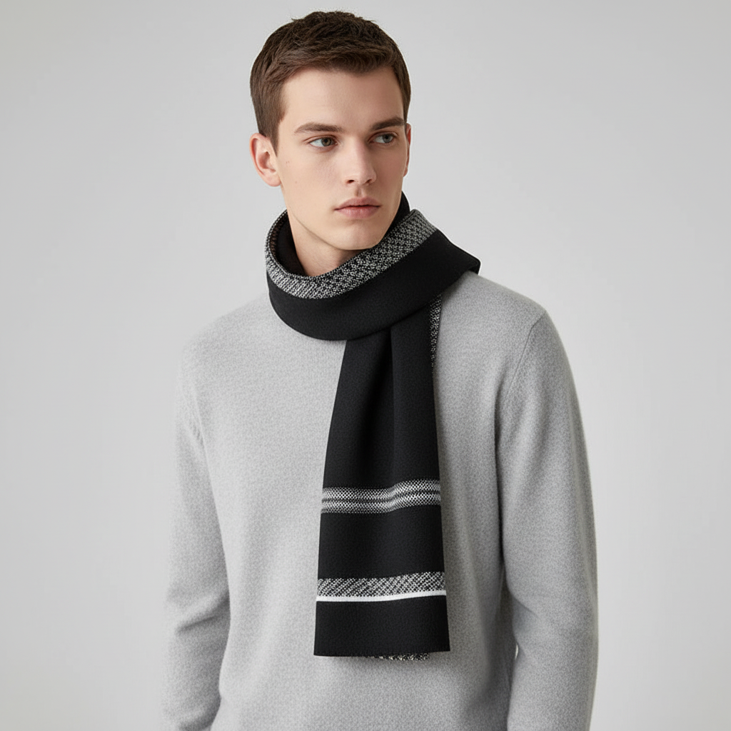 Bufanda de hombre larga, estrecha, suave y estampada