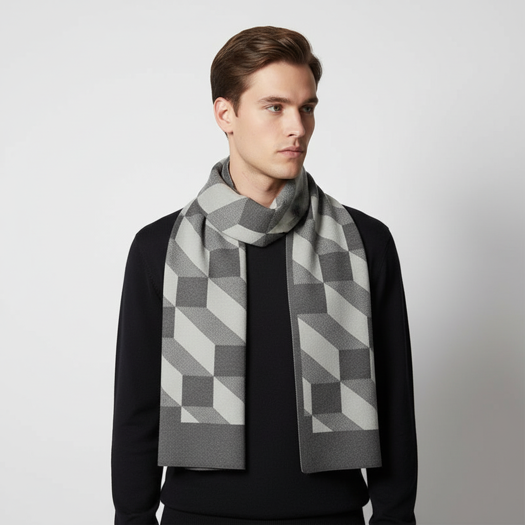 Bufanda de hombre larga, estrecha, suave y estampada