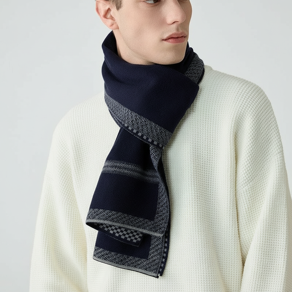 Bufanda de hombre larga, estrecha, suave y estampada