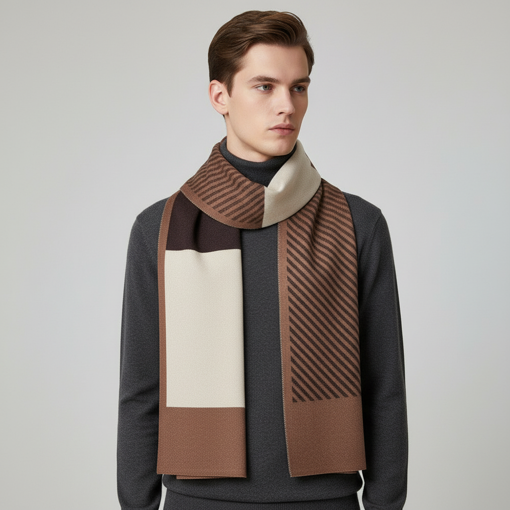 Bufanda de hombre larga, estrecha, suave y estampada