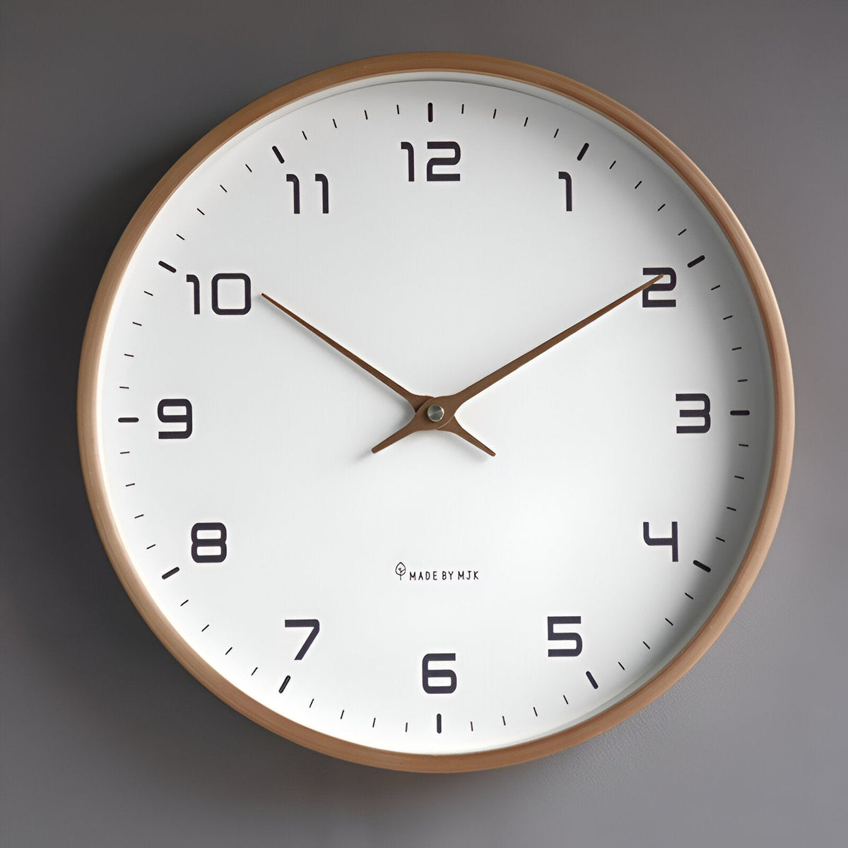 Reloj de pared de cuarzo silencioso con marco de madera minimalista nórdico
