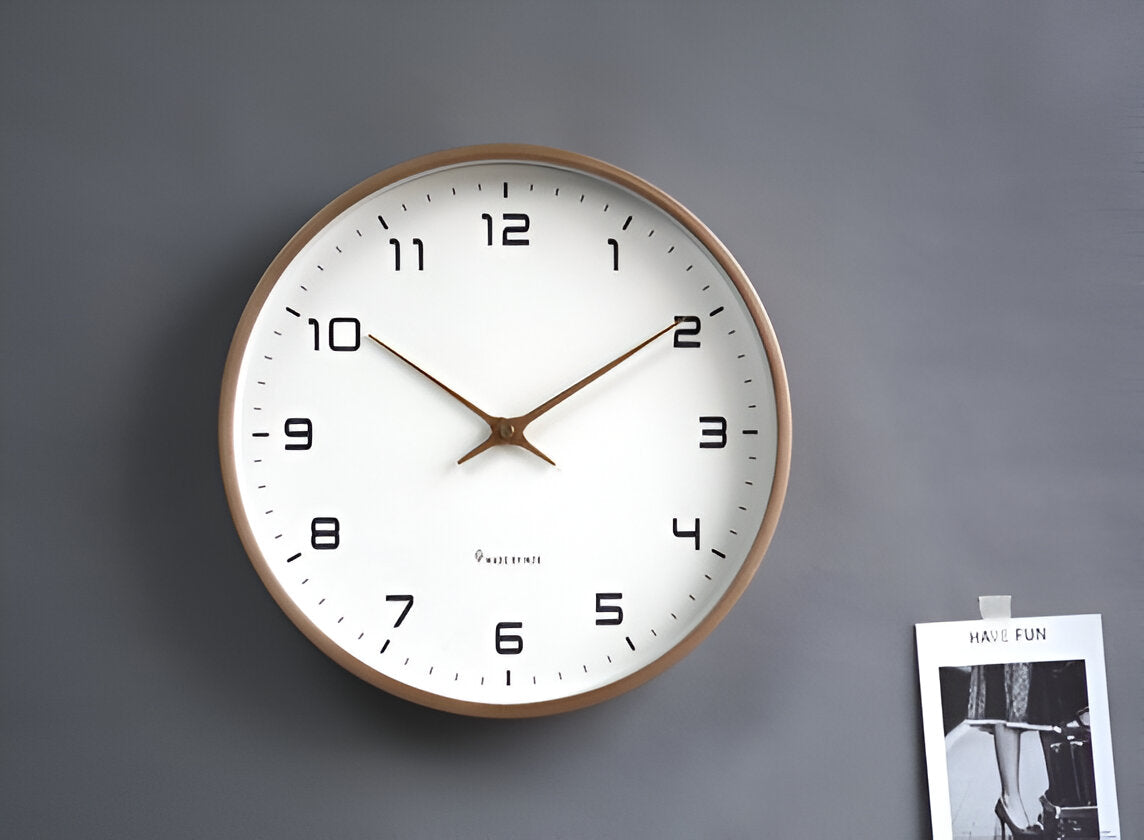 Reloj de pared de cuarzo silencioso con marco de madera minimalista nórdico