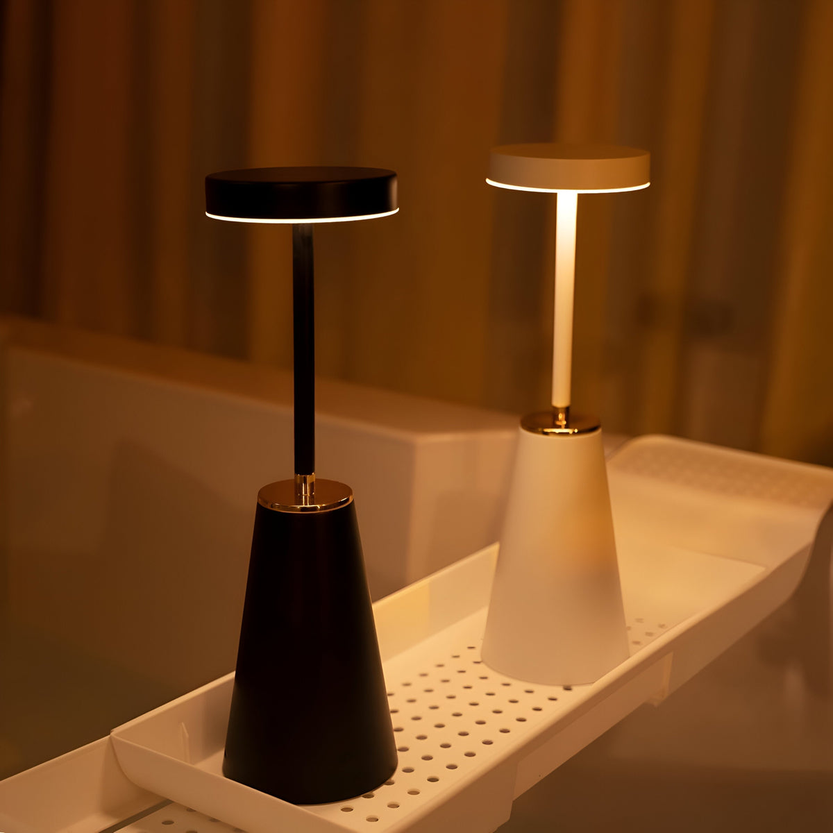 Lámpara de mesa metálica delgada, inalámbrica, táctil, regulable y recargable