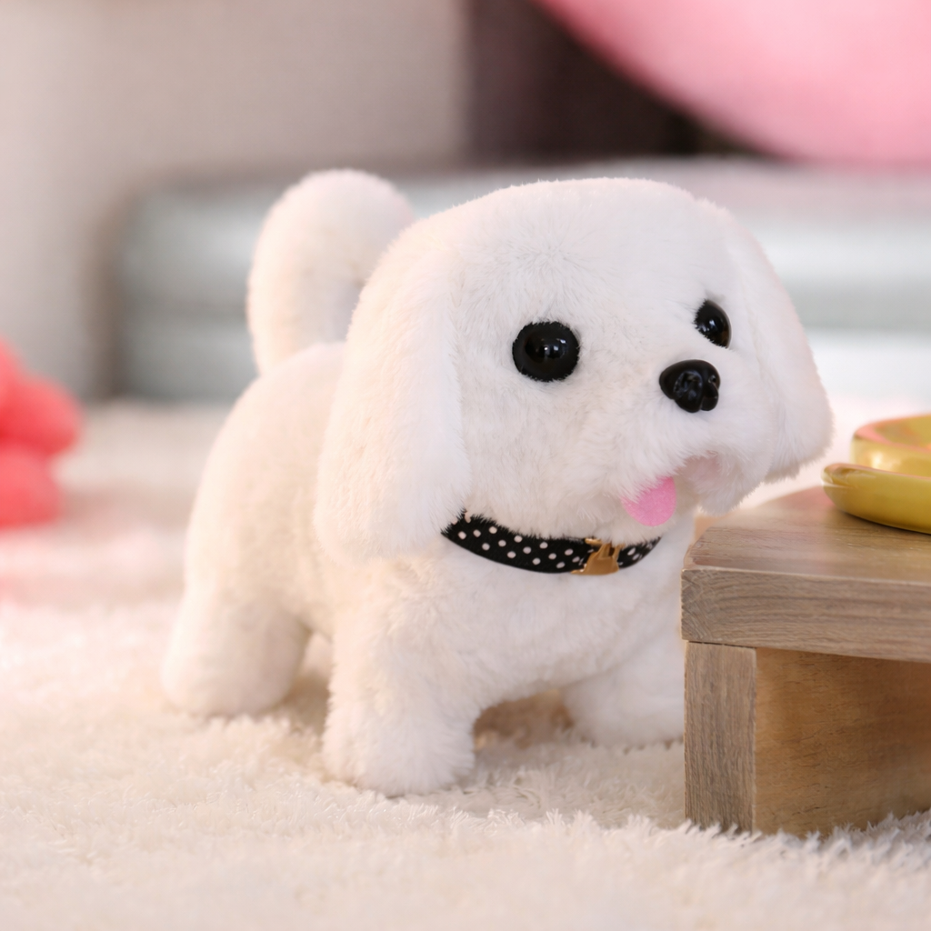 Juguete interactivo de cachorro robot de peluche realista que camina, ladra y mueve la cola