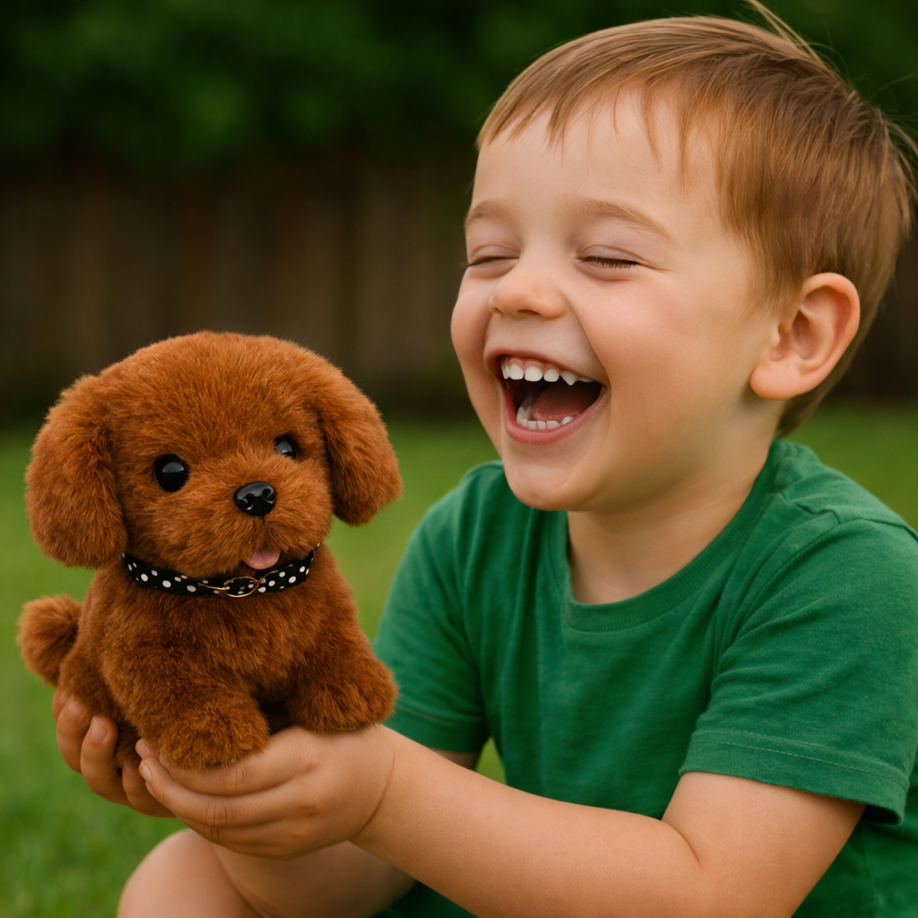 Juguete interactivo de cachorro robot de peluche realista que camina, ladra y mueve la cola