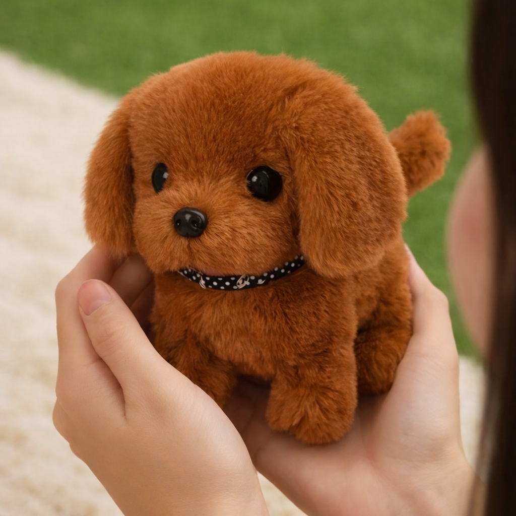 Juguete interactivo de cachorro robot de peluche realista que camina, ladra y mueve la cola