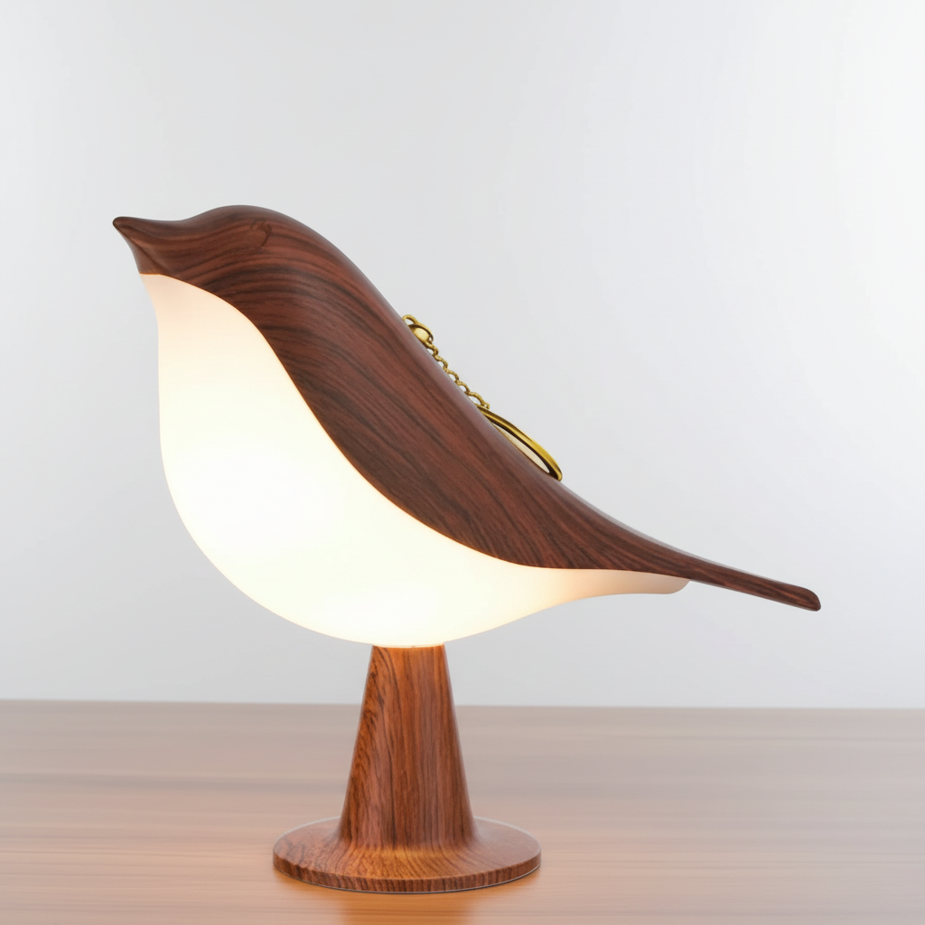 Lámpara de mesa escultórica con forma de pájaro, recargable, táctil y regulable