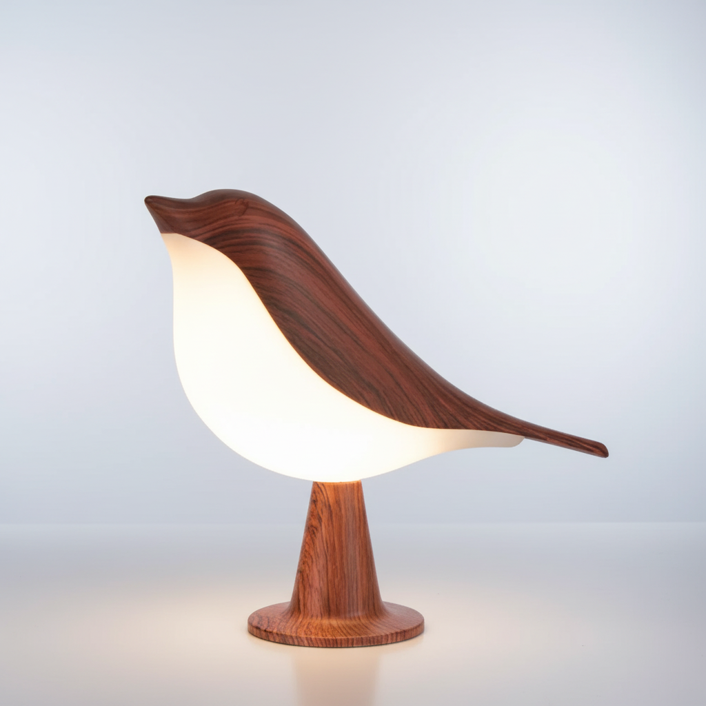 Lámpara de mesa escultórica con forma de pájaro, recargable, táctil y regulable