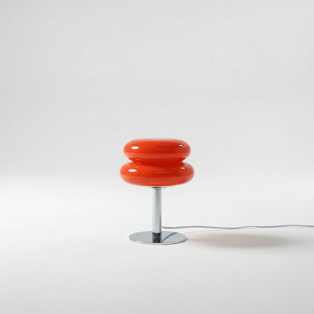 Lámpara de mesa compacta inspirada en la Bauhaus, regulable, recargable y sin cable