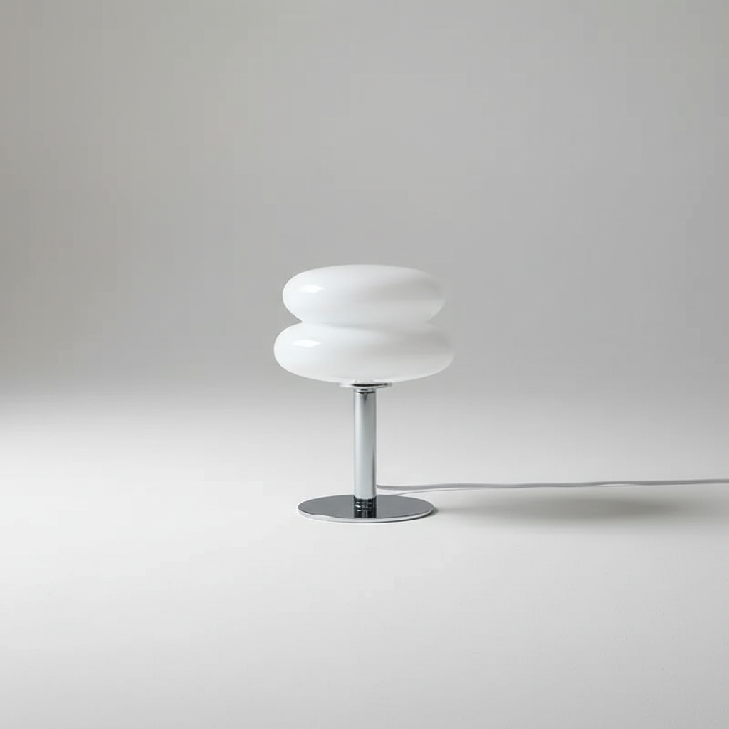 Lámpara de mesa compacta inspirada en la Bauhaus, regulable, recargable y sin cable