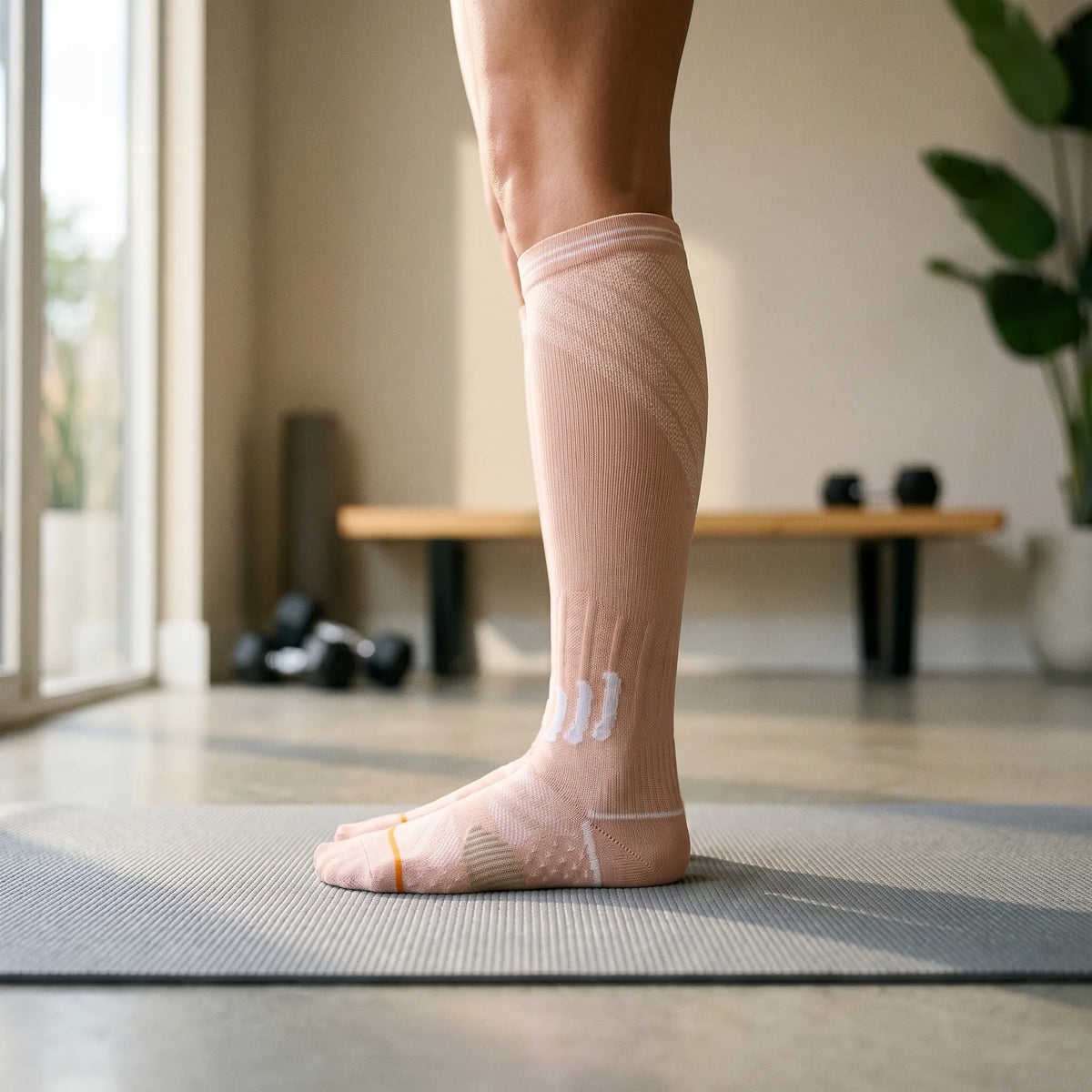 Calcetines de compresión hasta la rodilla, de punto texturizado estructurado y panel acanalado