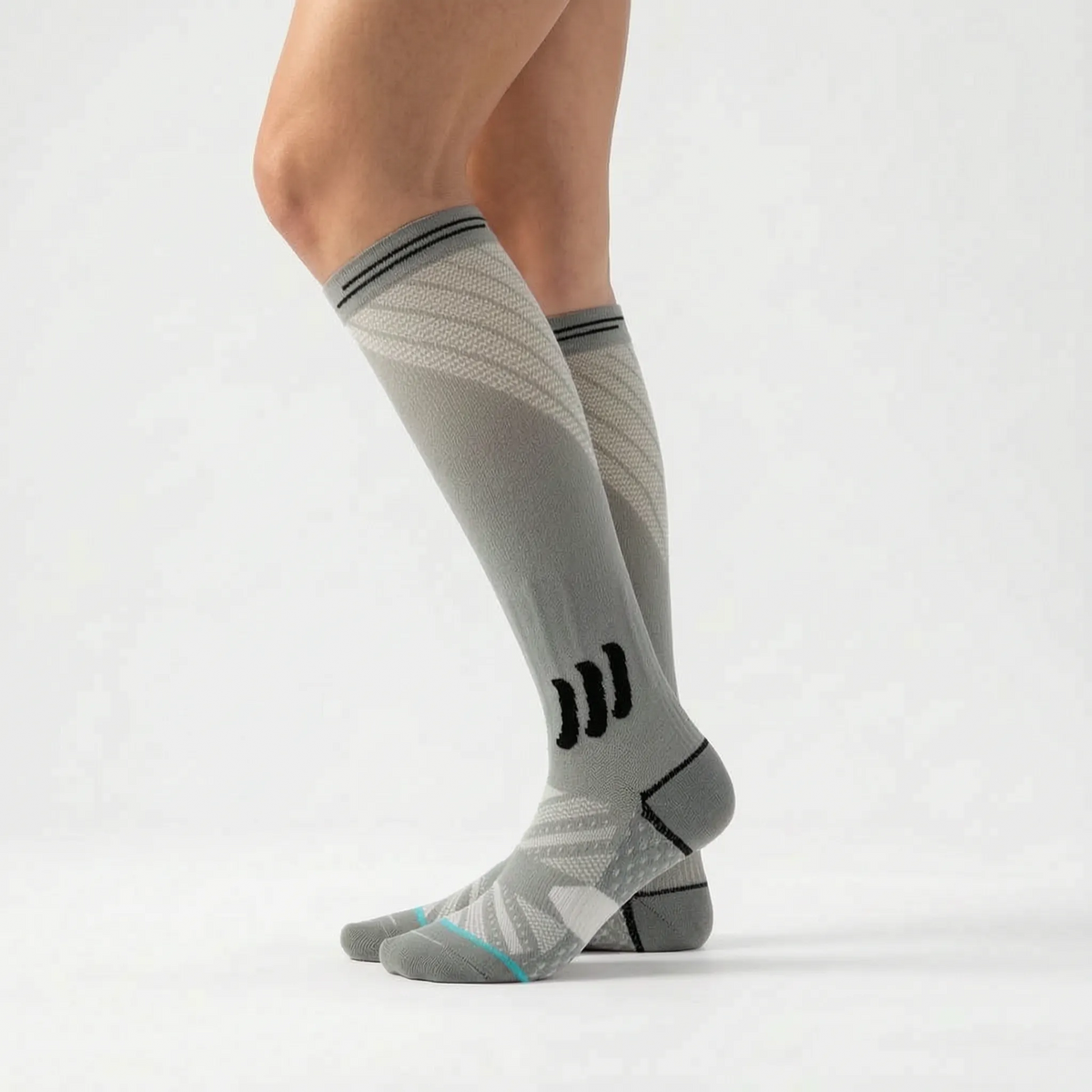 Calcetines de compresión hasta la rodilla, de punto texturizado estructurado y panel acanalado
