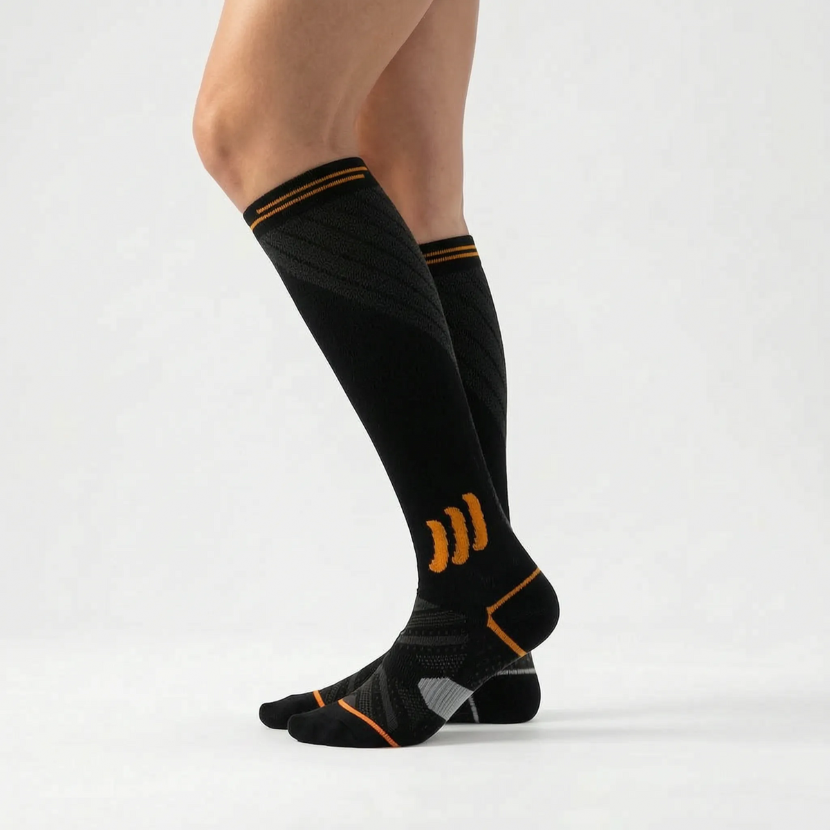 Calcetines de compresión hasta la rodilla, de punto texturizado estructurado y panel acanalado