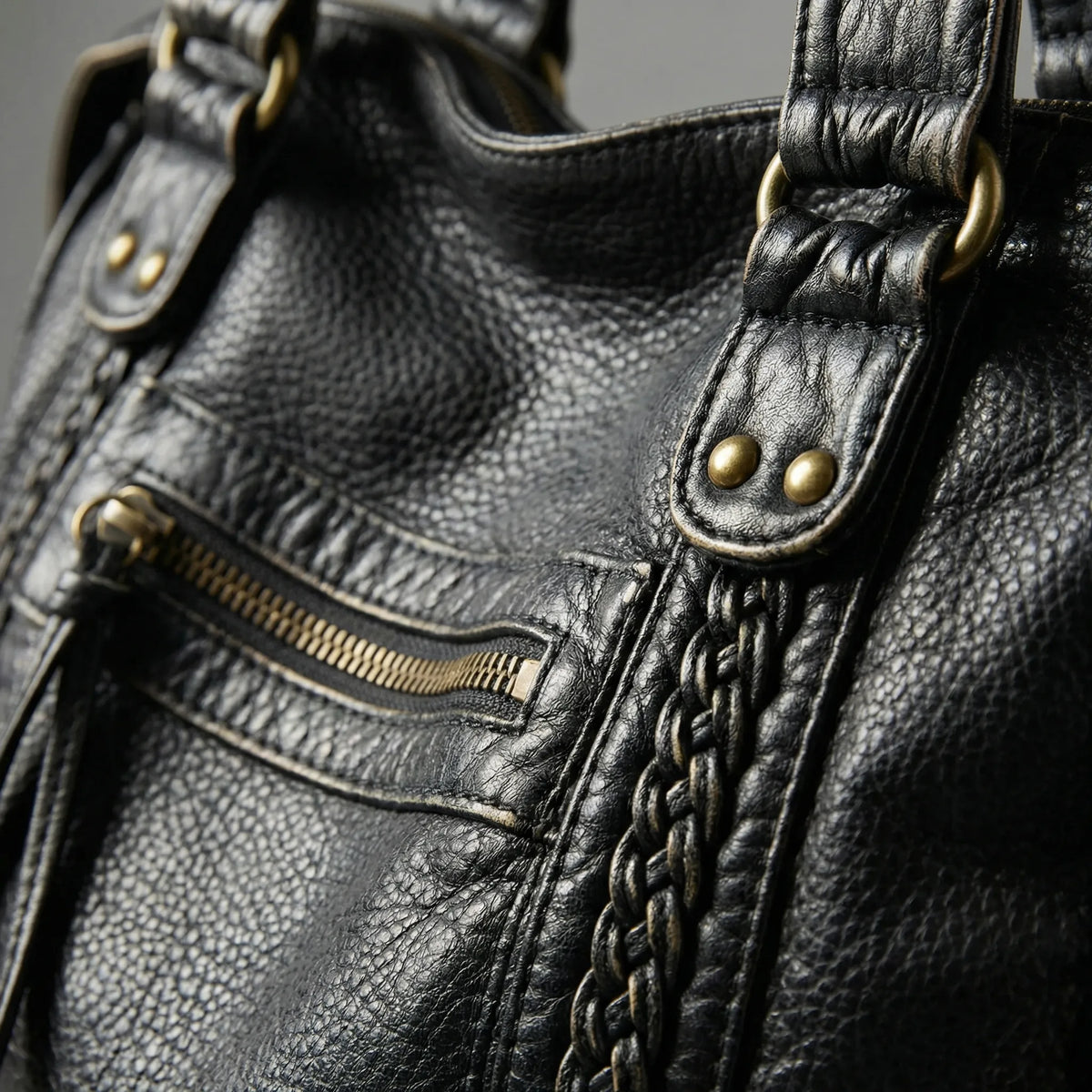 Bolso bandolera compacto urbano de trenzado con cremallera y correa ajustable