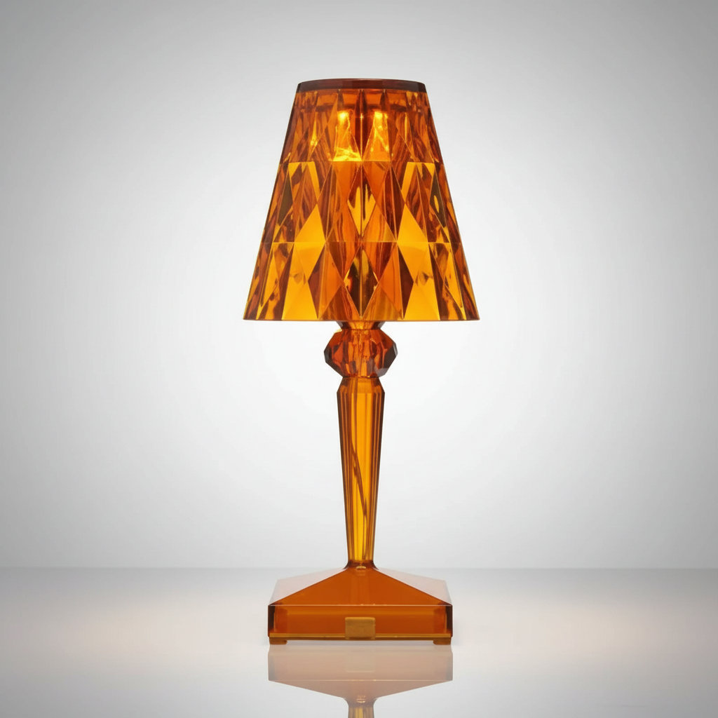 Lámpara de mesa decorativa con efecto cristalino brillante y luz cálida