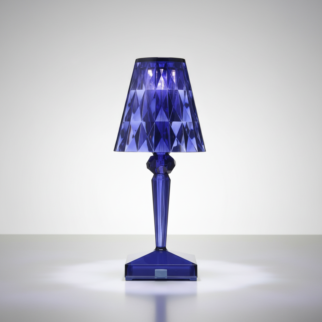 Lámpara de mesa decorativa con efecto cristalino brillante y luz cálida