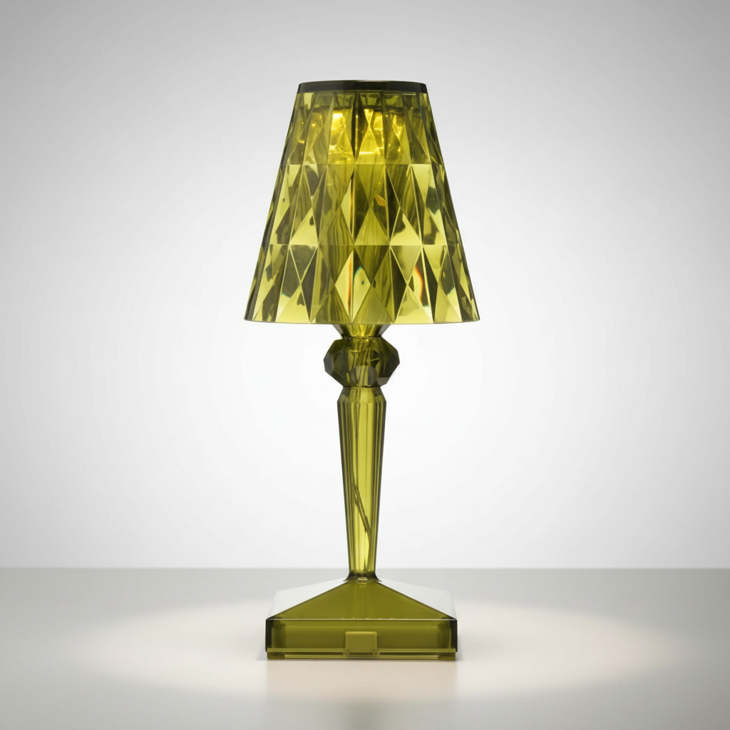 Lámpara de mesa decorativa con efecto cristalino brillante y luz cálida