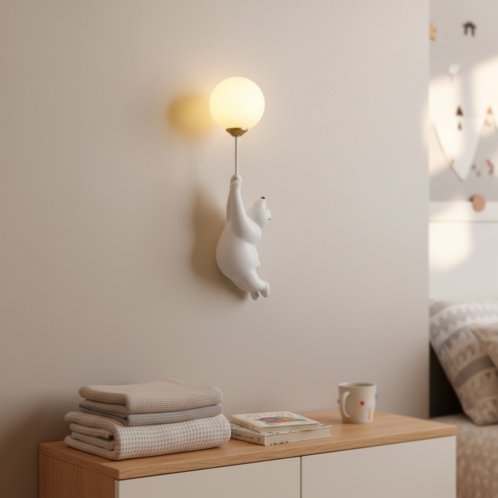 Aplique de pared de resina con forma de oso, de acrílico, para habitación infantil