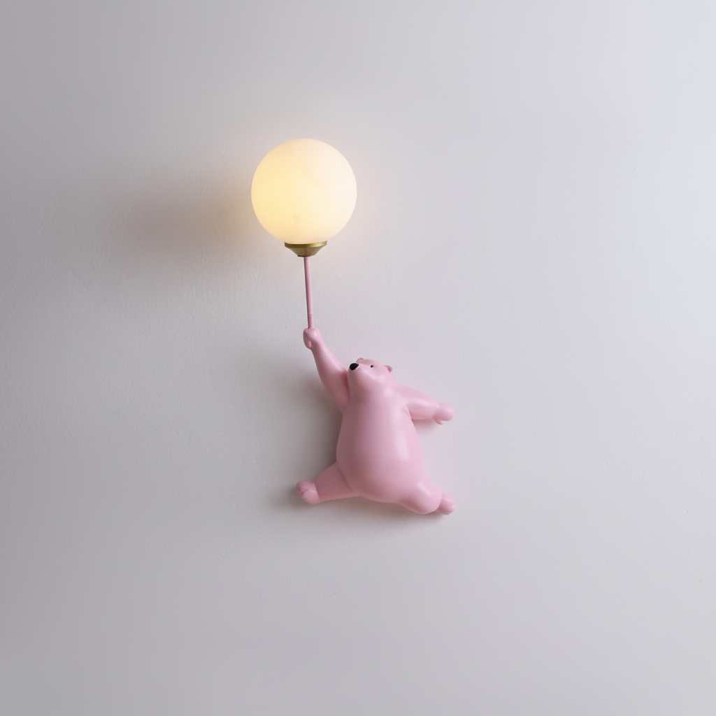 Aplique de pared de resina con forma de oso, de acrílico, para habitación infantil