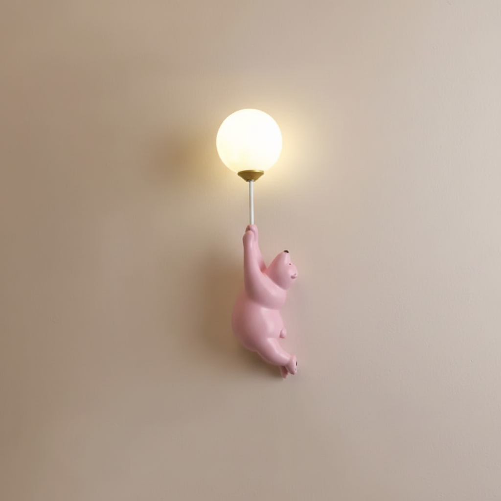 Aplique de pared de resina con forma de oso, de acrílico, para habitación infantil