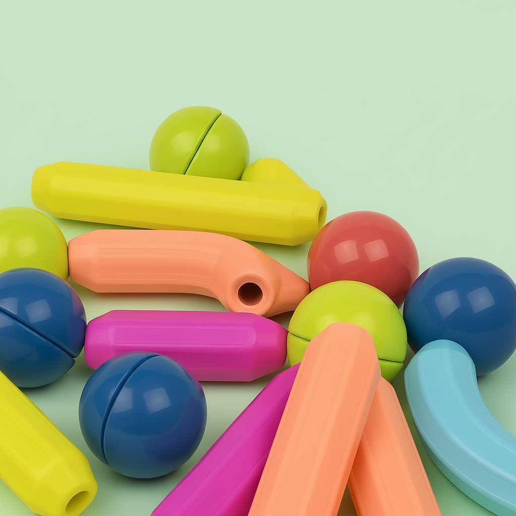 Juguete educativo de construcción STEM con bloques geométricos magnéticos que encajan entre sí