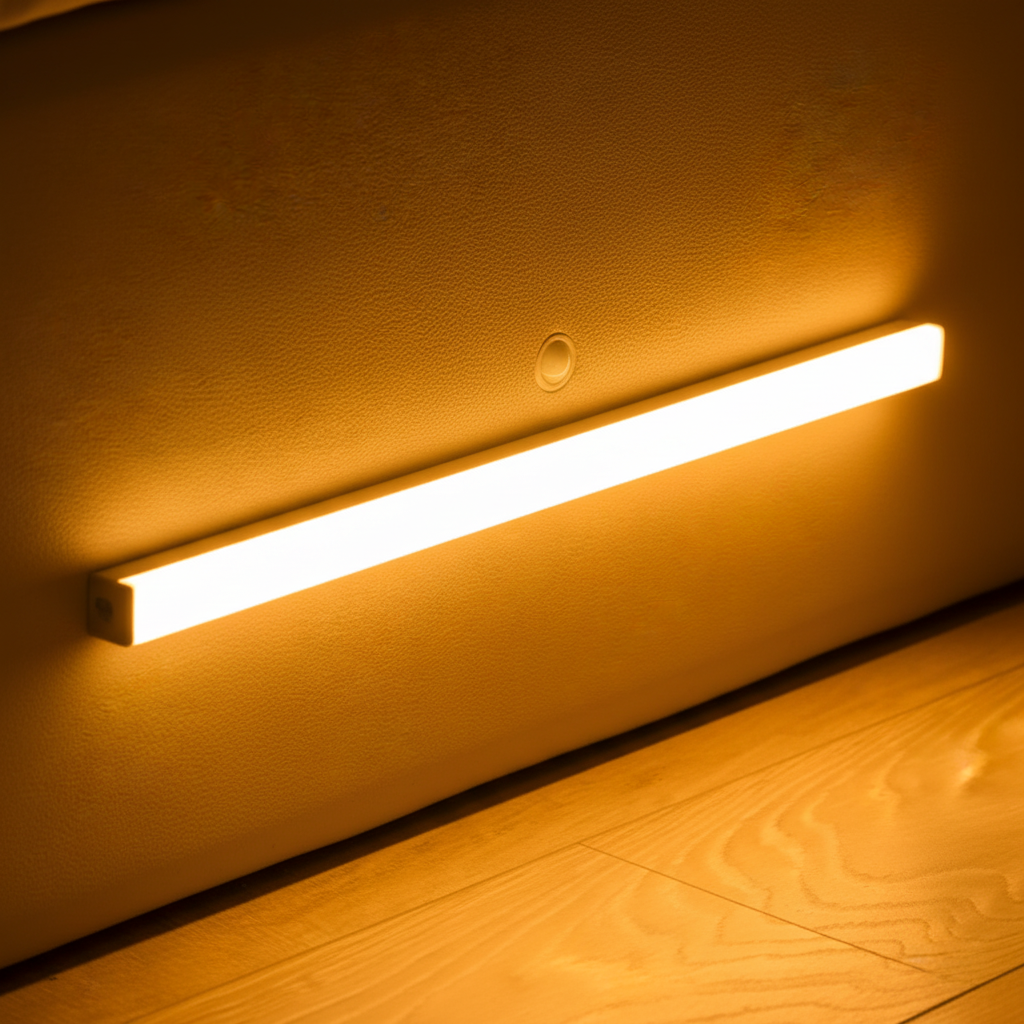 Luz delgada para debajo de armarios, magnética, recargable y con sensor de movimiento