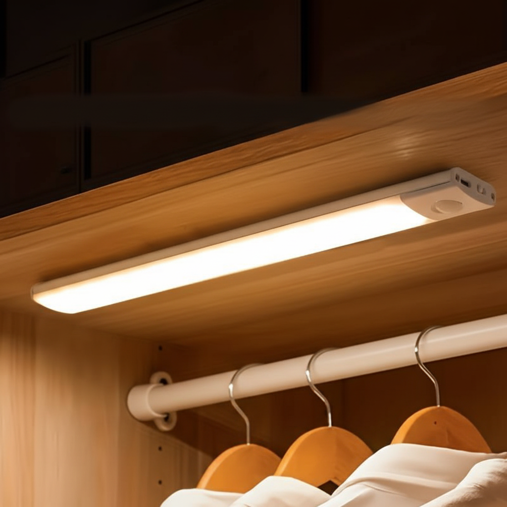 Barra de luz magnética recargable y regulable con sensor de movimiento